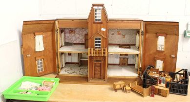 Doll's House, two storey, including furniture and accesories (qty)