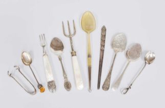 A Collection of Assorted Victorian and Later Silver Flatware, various patterns, including two pieces