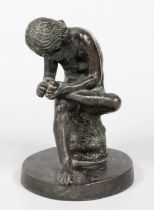 After The Antique, A 19th Century Bronze of Spinario, (boy pulling thorn from foot) 11cm by 7.5cm by