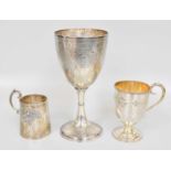 A Victorian Silver Goblet and Two Differing Victorian Silver Mugs, The Goblet by Samuel Roberts