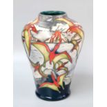 A Modern Moorcroft "Pterodactyl and Volcano" Pattern Vase, by Vicky Lovatt, impressed marks, 22cm