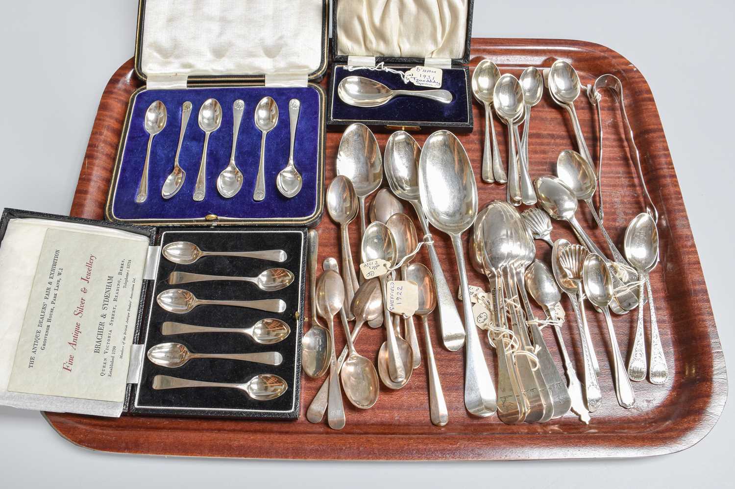 A Collection of George I and Later Silver Flatware, various patterns, including six similar George I