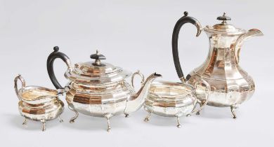 A Four-Piece George V and Edward VIII Silver Tea-Service, The Teapot, Cream-Jug and Sugar-Bowl