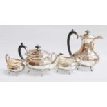 A Four-Piece George V and Edward VIII Silver Tea-Service, The Teapot, Cream-Jug and Sugar-Bowl
