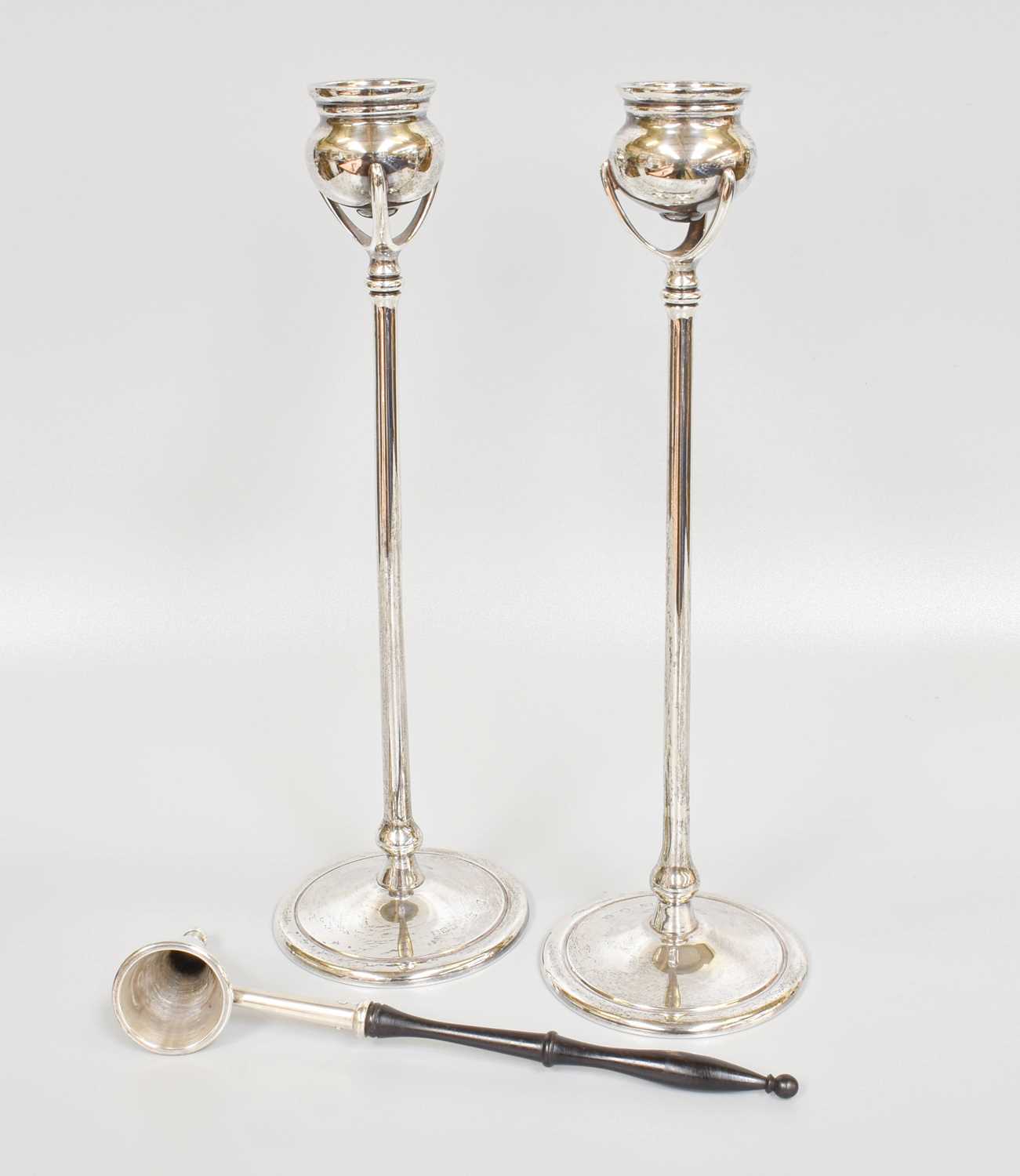 A Pair of Elizabeth II Silver Candlesticks, by Whitehill Silver Co., London, 1997, on spreading