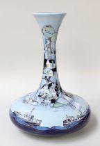 A Modern Moorcroft "River Traffic" Pattern Vase, by Paul Hilditch, impressed marks and signed,