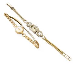 A Lady’s Diamond Set Cocktail Watch, circa 1930, bracelet clasp with a 9 carat gold hallmark;