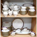 A Bavarian Porcelain Part Dinner Service, with cobalt blue and gilt borders, including various