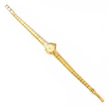 A Lady's 9 Carat Gold Wristwatch, signed Rolex, precision, bracelet with clasp stamped 375 Winding