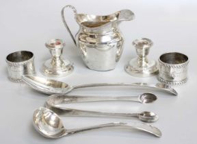 A Collection of George III and Later Silver, including a George III-style cream-jug; a pair of