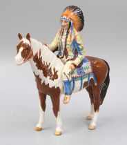 Beswick Mounted Indian, model No. 1391, skewbald gloss, 21cm high Black Beswick crest mark, model in