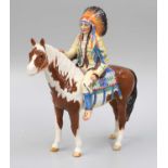 Beswick Mounted Indian, model No. 1391, skewbald gloss, 21cm high Black Beswick crest mark, model in