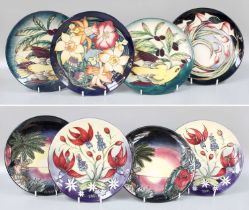 Eight Modern Moorcroft Year Plates, 2000s: 2000 x2, 2001 x2, 2002, 2003 x2 and 2005 (8)