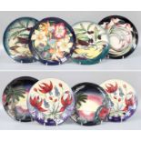 Eight Modern Moorcroft Year Plates, 2000s: 2000 x2, 2001 x2, 2002, 2003 x2 and 2005 (8)