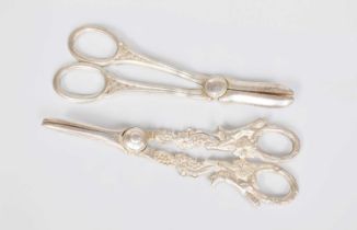 A Pair of George V Silver Grape-Scissors and a Pair of Elizabeth II Silver Grape-Scissors, The First