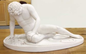 After the Antique a Faux Marble Statue, the Dying Gaul, impressed Sculptured Arts Studio, 55cm