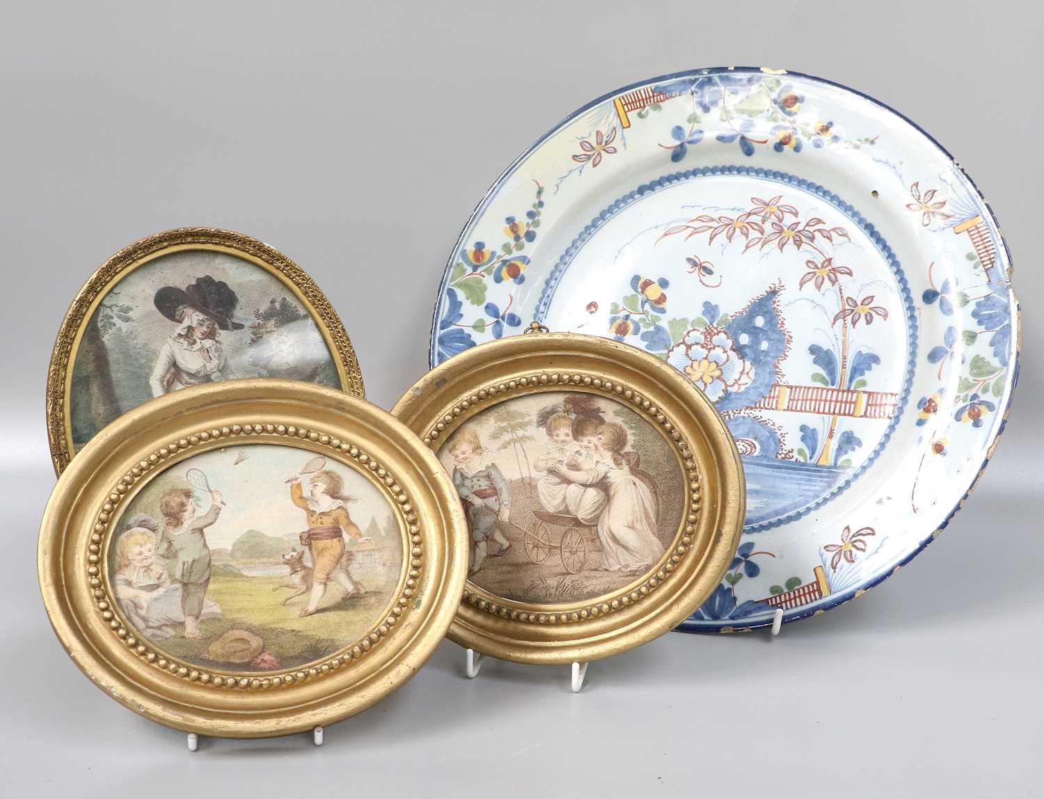 An 18th Century English Delft Charger, circa 1750, together with a Yorkshire pearlware loving cup, - Image 2 of 4
