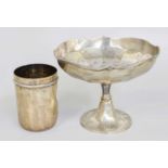 A German Silver Beaker and a George V Silver Pedestal-Bowl, The Beaker by Gebruder Friedländer,