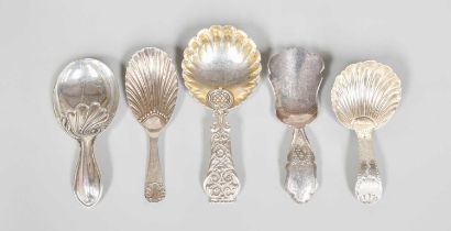 Three George V Silver Caddy-Spoons, One by Thomas Bradbury and Sons, Sheffield, 1917 and Two by