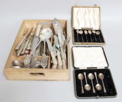 A Collection of Assorted Silver and Silver Plate Flatware, various patterns (one tray)