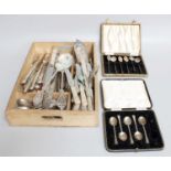 A Collection of Assorted Silver and Silver Plate Flatware, various patterns (one tray)