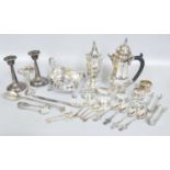 A Collection of Assorted Silver and Silver Plate, the silver including a sauceboat; a tapering