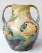 A Modern Moorcroft "Carp" Pattern Vase, by Sally Tuffin, inscribed St Des and signed J. Moorcroft,