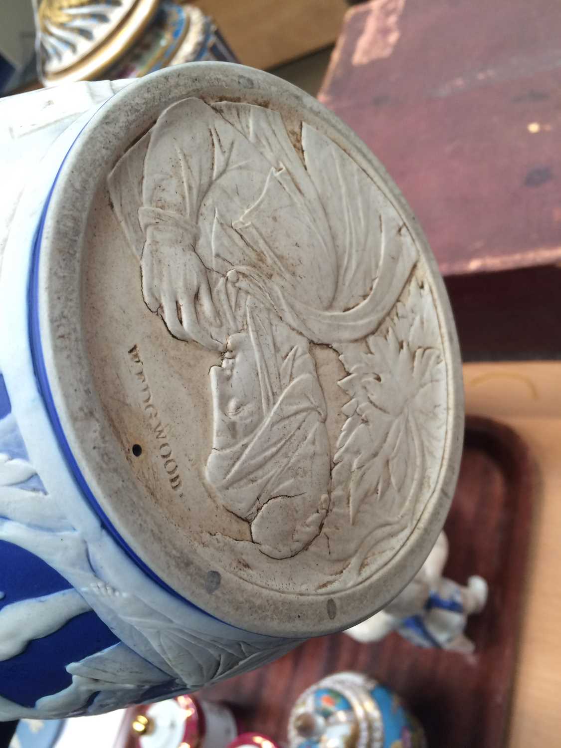 A Wedgwood Jasper "Portland" Vase, blue ground sprigged with the myth of Peleus and Thetis and - Image 4 of 13
