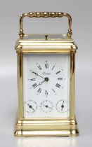 A 20th Century Brass Repeater Carriage Clock, signed Eurotime, 8 day movement, Roman & Arabic dial