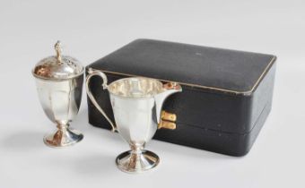 A Cased George V Silver Cream-Jug and Caster, by Adie Brothers, The Caster London, 1922, The Cream-