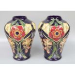 A Pair of Modern Moorcroft "Diamond Crown" Pattern Vases, by Vicky Lovatt, limited edition 44 and 13