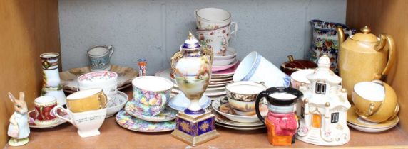 Quantity of Ceramcis including a Noritake vase, New Hall tea bowls, Royal Albert Bunnykins figure,