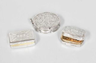 Two George IV Silver Vinaigrettes and a Victorian Silver Vinaigrette, One by Robert Mitchell,