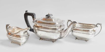 A Three-Piece George V Silver Tea-Service, by Carrington and Co., London, 1933, each piece in the