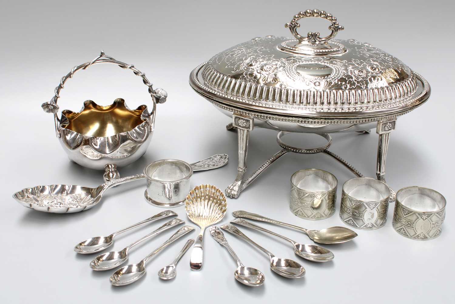 A Collection of Assorted Silver and Silver Plate, the silver including a christening mug, tapering - Image 3 of 3