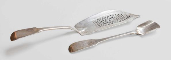 A George III Irish Silver Cheese-Scoop and a William IV Silver Fish-Slice, The Cheese-Scoop by