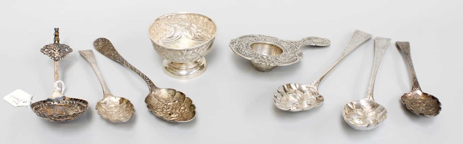 A Collection of Assorted George III and Later Silver, comprising a pair of Old English pattern