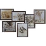 After G. Lékégian & Son, six framed monochromed photographic prints, Egyptian Scenes (6)