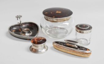 A Collection of Assorted Silver and Tortoiseshell Dressing-Table Items, comprising a heart-shaped