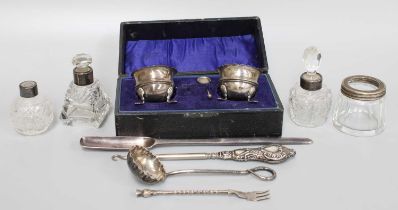A Collection of Assorted George II and Later Silver and Silver Plate, comprising a marrow-scoop,