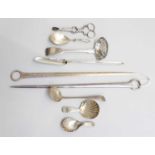 A Collection of Assorted George III and Later Silver Flatware, comprising two differing meat-