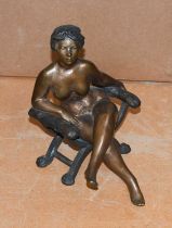 Laszlo Kutas (1936-2023) Hungarian, bronze sculpture of a seated female nude, 24.5cm