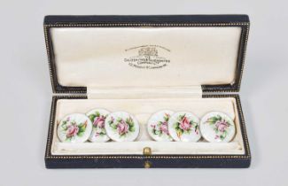 A Set of Six George V Silver and Enamel Buttons, by Goldsmiths and Silversmiths Co. Ltd., London,