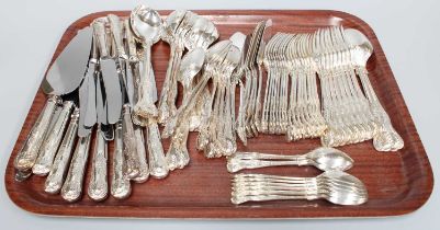An Elizabeth II Silver Plate Table Service, Kings Pattern, comprising 2 table-spoons 8 table-forks 8