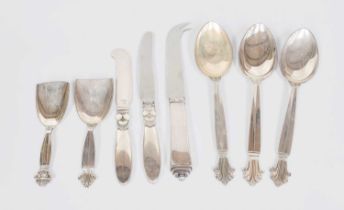 A Collection of Danish Silver Flatware, by Georg Jensen, Copenhagen, Mostly Post 1945, comprising