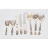 A Collection of Danish Silver Flatware, by Georg Jensen, Copenhagen, Mostly Post 1945, comprising