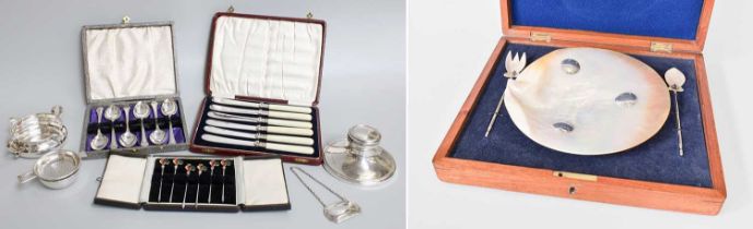 A Collection of Assorted Silver and Silver Plate, the silver including a Victorian silver cream-