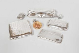 A Collection of Assorted Silver, including two cigarette-cases, one with engine-turned decoration,