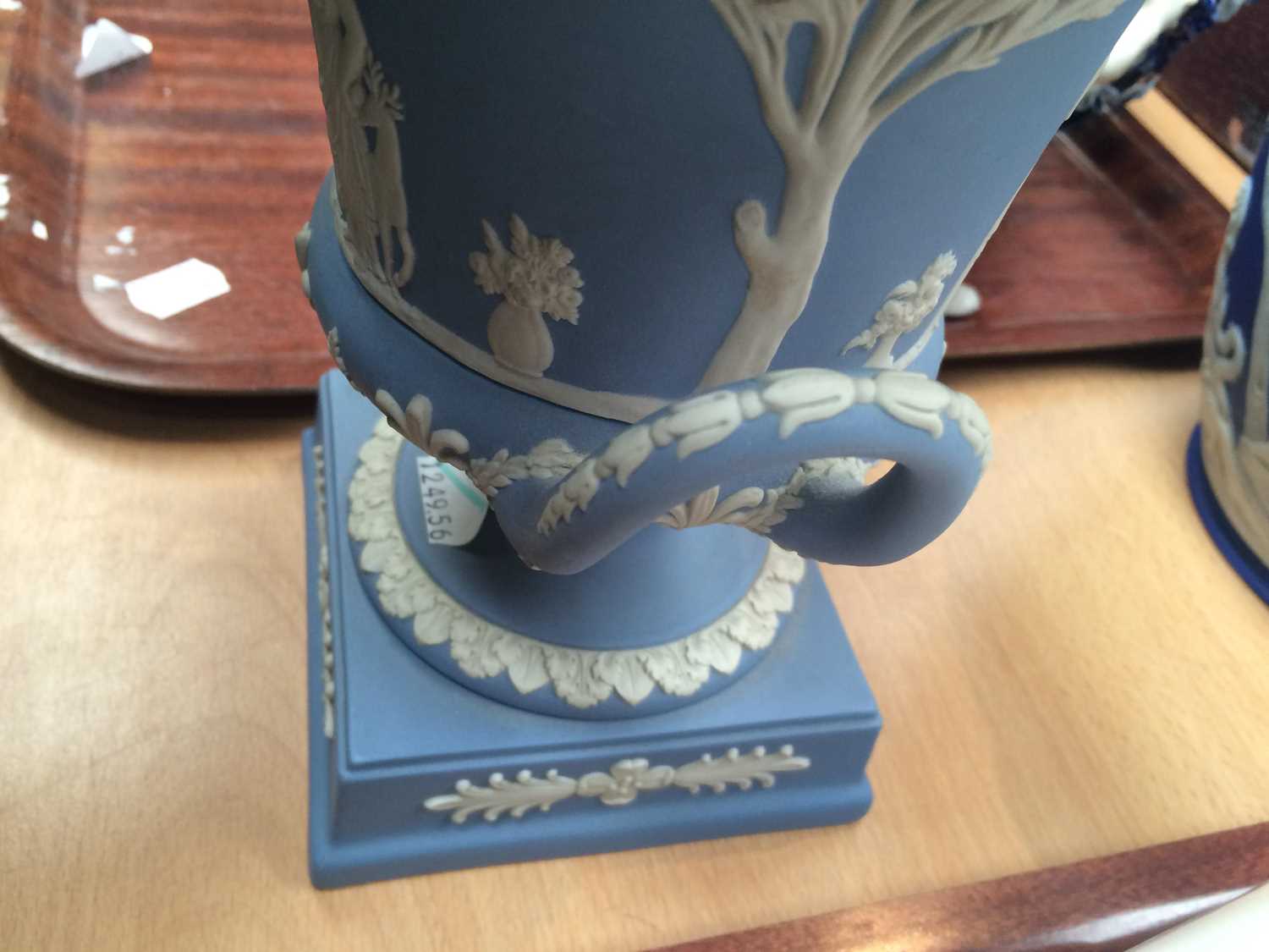 A Wedgwood Jasper "Portland" Vase, blue ground sprigged with the myth of Peleus and Thetis and - Image 3 of 13