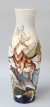 A Modern Moorcroft "Highland Stags" Pattern Vase, by Kerry Goodwin, limited edition 13/100,
